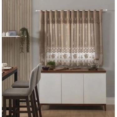 Imagem de Cortina Para Cozinha De Renda Com Bandô Bule220x120 Interlar - Interla