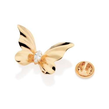 Imagem de Broche borboleta banhado a ouro BRANCO 542856 Rommanel, Branco