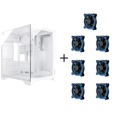Imagem de Gabinete Gamer Aquario Clarity Branco Vidro + 7 Fans LED - Fortrek, Az