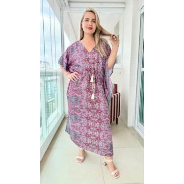 Imagem de Vestido Kaftan Indiano Longo Estampado Plus Size-cod. 22106 - Aleci Fa