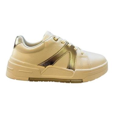 Imagem de Tenis Feminino Ramarim Casual Plataforma Amarração Metalizado Conforto
