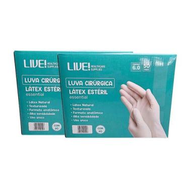 Imagem de Luva cirúrgica latéx estéril c/pó 6.0 essential 100 par live tamanho:6