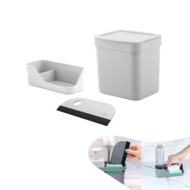 Imagem de Kit Lixeira 2,5l Organizador Pia Porta Detergente Rodo Compacto Bancad