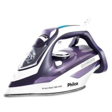 Imagem de Ferro de Passar Roupa a Vapor e a Seco Philco - Ceramic Roxo e Branco