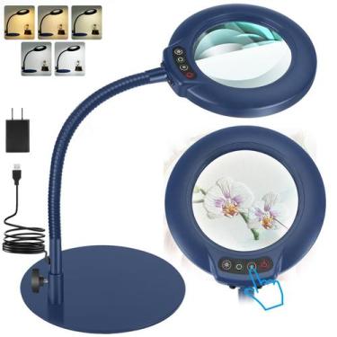Imagem de Lupa IVMAIE 10X 4,3", luz LED, 5 modos, azul