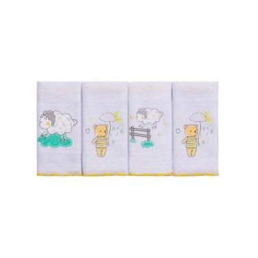 Imagem de Pano de Boca Luxo Liso com Puff e Overlock 34cm x 34cm - Fraldas Incom