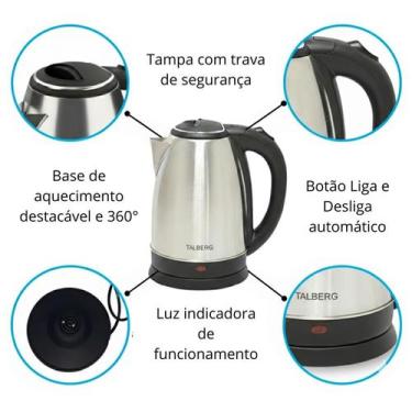 Imagem de Chaleira Elétrica Jarra Inox 1.8 Litros Talberg 110v e 220v Voltagem:1