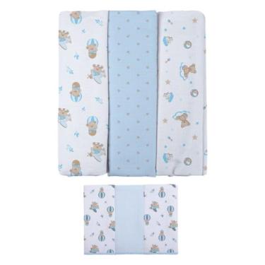Imagem de Kit 6 Peças 3 Cueiros Bebê Estampado 50Cm X 80Cm e 3 Pano Boca 100% Al