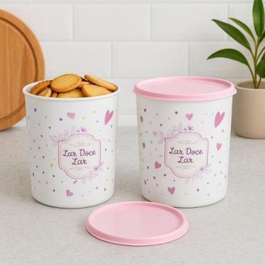 Imagem de Conjunto 2 Potes Rosa Doce Lar 4 litros Pedreira Utlidades - Pedreira 