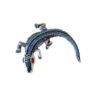 Imagem de Broche Jacaré Colorido com Pedras - - Pistache Acessórios, Prata, Únic