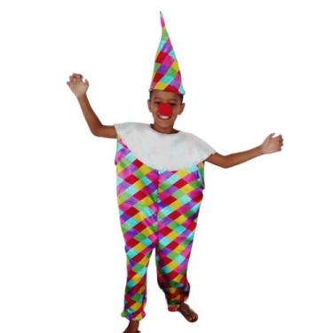 Imagem de Fantasia Macacão Palhaço Pierrot Infantil Palhacinho Regata Masculino 