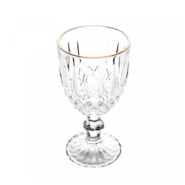 Imagem de Taça De Vidro Transparente Com Borda Dourada Fio De Ouro Greek 345ml W