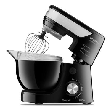 Imagem de Batedeira Planetária Mondial BP-01P-B 2 Tigelas 4,5L 700W 12 Velocidades Preto e Inox 110V