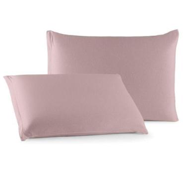 Imagem de Par de Fronhas Minimal Liso 50x70 Malha 100% Algodão com Zíper Rosa Cl