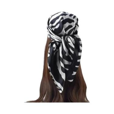 Imagem de Lenço Feminino De Cetim De Seda Macio Com Estampa De Cavalo, Lenço Qua