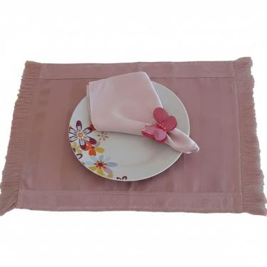 Imagem de Jogo Americano Tecido Jacquard 51x35cm 2 Lugares Rosa
