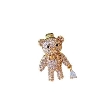 Imagem de Broche Urso com Zircônias e Pedra Gota - - Pistache Acessórios, Dourad