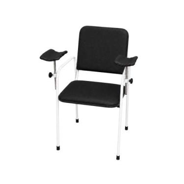 Imagem de Cadeira Coleta de Sangue Standard Com Braço Lateral Preta - Metal Solu