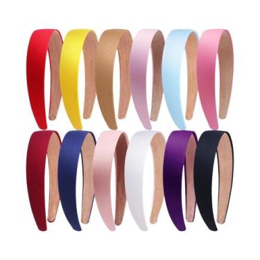 Imagem de Faixas De Cabelo De Cetim Para Meninas, 6 a 12 Unidades, Acessórios De