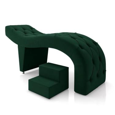 Imagem de Maca de Estética Fixa G83 para Massagem e Cílios Veludo Verde Gran Belo