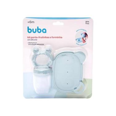Imagem de Kit Alimentação Infantil Buba Porta Frutas Silicone, Verde