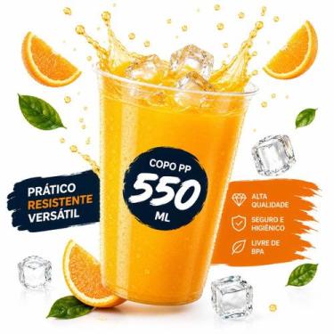 Imagem de 1000 un copo descartavel liso pp 500ml 550ml resistente chop - E A COS