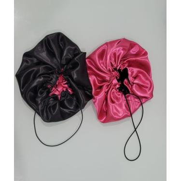 Imagem de Touca de Cetim Dupla Face Anti Frizz Regulável + Xuxinha Scrunchie Tam