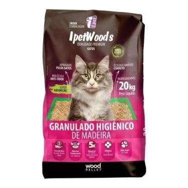 Imagem de Granulado Higiênico De Madeira Ipet Wood's Gatos - 20kg - Congratulati