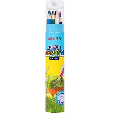 Imagem de lápis de cor hexagonal com 12 cores, adequado para desenho e desenho