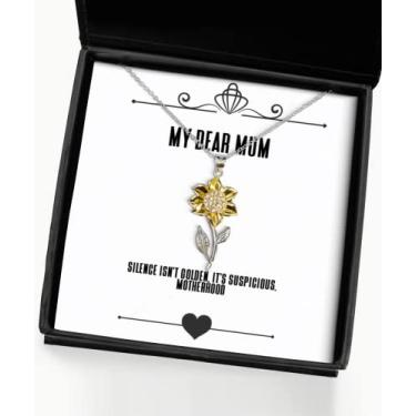 Imagem de SpreadPassion Silence Isn't Golden, It's Suspicious. Colar com pingente de girassol, presente de mãe de filho filha, inapropriado para mãe