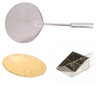 Imagem de Pá Pizza Inox 30cm, Pedra Refratária 30cm, Pá de Cinza Forno