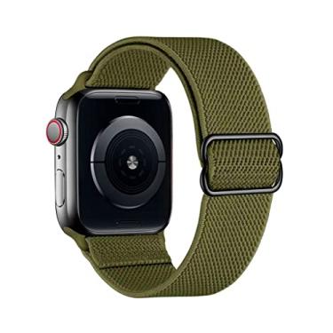 Imagem de Pulseira Nylon Solo Elástica Compatível com Apple Watch (42/44/45, Verde Militar)