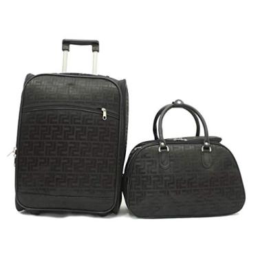 Imagem de Kit Mala De Viagem De Bordo Quadrada Com Rodinha + Mala de Mão Cor: Preto