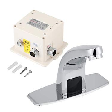 Imagem de Torneira Automática da Pia do Banheiro Com Sensor Infravermelho Com Placa de Cobertura, Torneiras Cromadas, Torneira de água do Banheiro Sem As Mãos Com Caixa de Controle