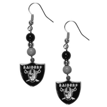 Imagem de NFL Siskiyou Sports Feminino Las Vegas Raiders Fan Bead Brincos Pendentes Tamanho Único Cor do time, Preto