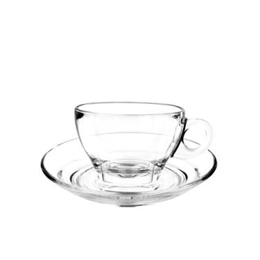 Imagem de Cuisivin Caffé Collection Conjunto de caixa de presente latte de 266 ml e pires (2 xícaras + 2 pires) Copos de bebida com pires, transparente