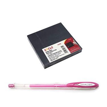 Imagem de Uniball, Caneta Uni-Ball Signo Angelic Colours Rosa + 1 Bloco Adesivo Eagle preto, 100 folhas, 76x76mm