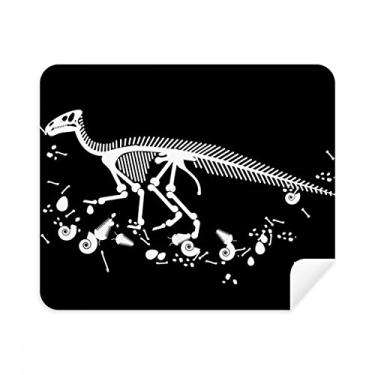 Imagem de Dinosaur Bone Bones Pano de limpeza preto Limpador de tela 2 peças Tecido de camurça