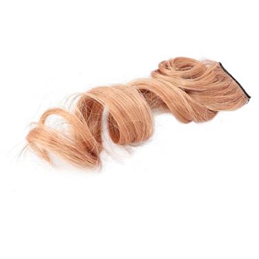 Imagem de Peruca encaracolada vermelha, peruca de cor cinza destaque peça de peruca extensões de cabelo pendurada extensão de cabelo tintura de orelha peruca de ondulação invisível para menina para Tangerina em pó