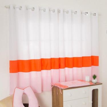 Imagem de Cortina Quarto De Bebê Raposinha Laranja Com Rosa
