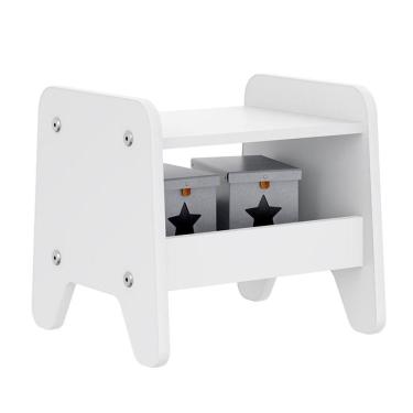 Imagem de Banquinho Infantil Arredondado Com Porta Objetos - Branco
