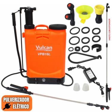 Imagem de Pulverizador Costal Vulcan VP16L8A 8 Amperes 16 Litros à Bateria e Manual 80psi Alta Pressão Cor Laranja Ideal Para Floricultura