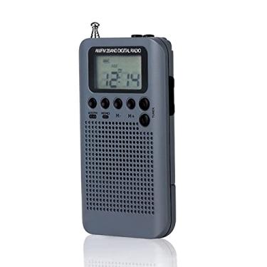 Imagem de Qudai HRD-104 Portátil AM/FM Rádio Estéreo de Bolso 2-Band Rádio Digital Tuning Mini Receptor de Rádio Ao Ar Livre w/Fone de Ouvido Colhedor de 1.3 Polegada Tela LCD