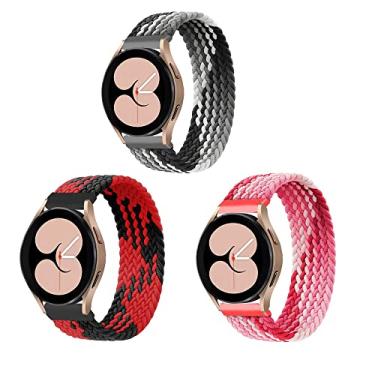 Imagem de ALMNVO 3 pacotes 22mm elástica Solo Loop Nylon Pulseiras para Samsung Galaxy Watch Band 46mm/3 45mm/Gear S3 Classic/S3 Frontier Bandas,Trançada Replacement Sport Wristbands,22mm-M
