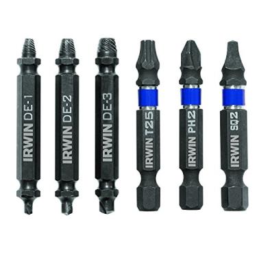 Imagem de IRWIN Ferramentas Impact Performance Series Parafuso, pontas de inserção extrator de parafuso de extremidade dupla, conjunto de 6 peças (1876225)