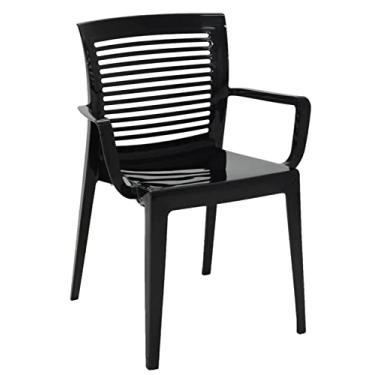 Imagem de Cadeira Tramontina Victória em Polipropileno Preto com Encosto Horizontal e Braços