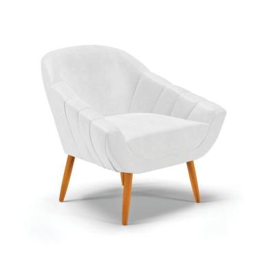 Imagem de Poltrona Corano Pés Palito Castanho Branco