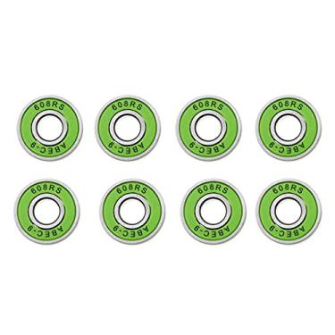 Imagem de F Fityle 8 peças de rolamentos de skate ABEC-9 608RS, rodas de substituição para skate, Pennyboard, Waveboard, Cruiser Roller chair - Verde, 28 x 8 x 7 mm