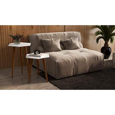 Imagem de Jogo 2 mesas Sala Estilo Retrô Pés Palito, lateral e apoio cor Branco - Comprar Moveis Em Casa