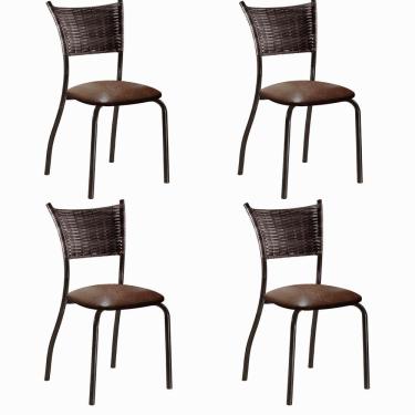 Imagem de Conjunto 4 Cadeiras De Jantar Pés Café Marrom/argila